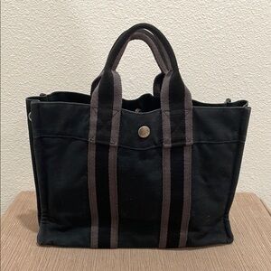 HERMES Fourre Tout PM Tote Bag Canvas Black Gray